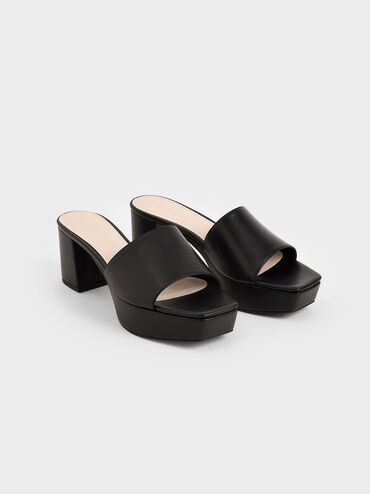 Platform Mules, Black, hi-res