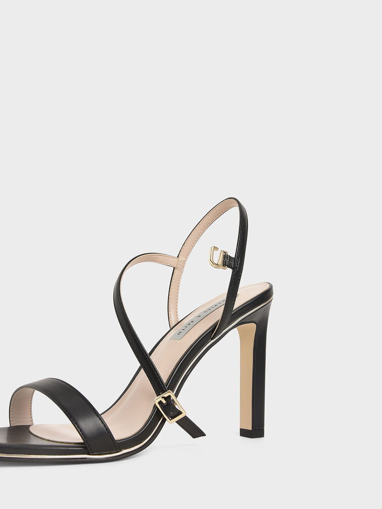 Back Strap Heeled Sandals, Black, hi-res
