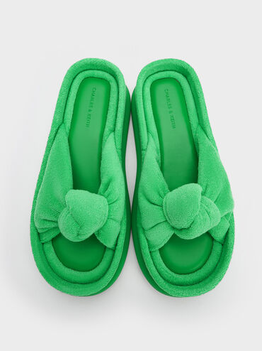 Loey Textured Knotted Slides, Green, hi-res