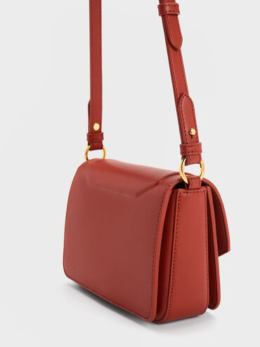Kalinda Metallic Accent Boxy Bag, Brick, hi-res