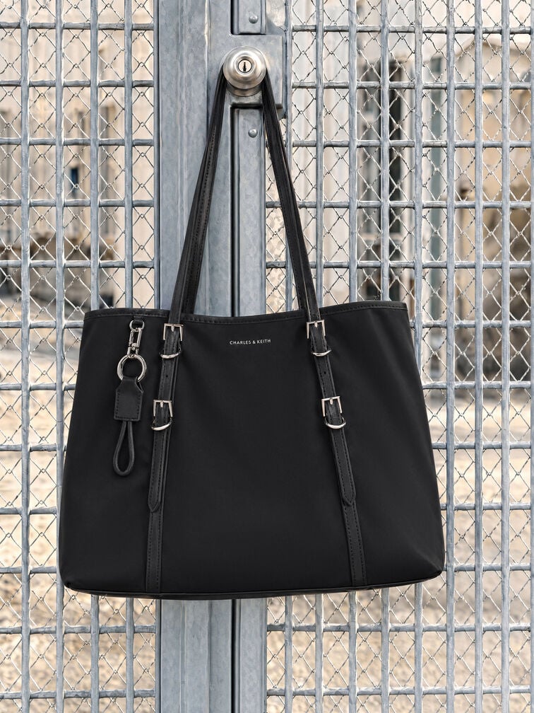 Levy Nylon Tote Bag, Noir, hi-res