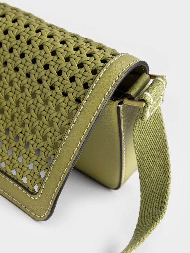 Cecily Woven Shoulder Bag, Avocado, hi-res