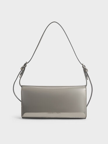 Sloane Metallic Long Wallet, Pewter, hi-res