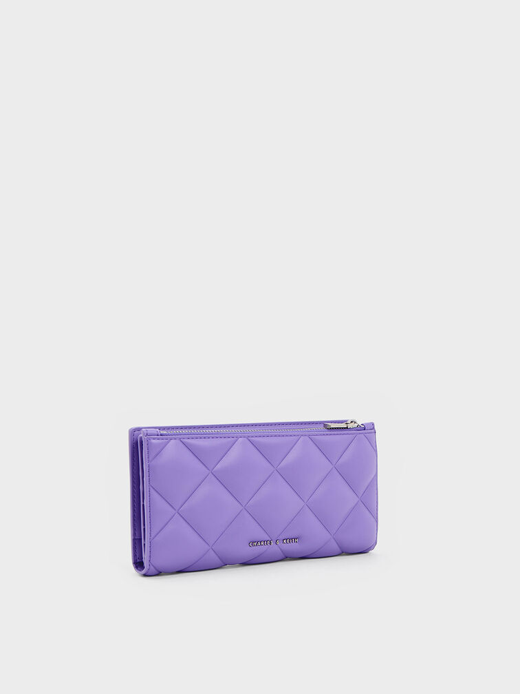 Danika Quilted Long Wallet, Purple, hi-res