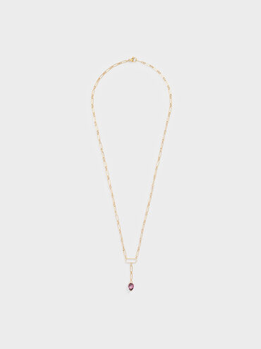 Crystal Drop Necklace, Gold, hi-res