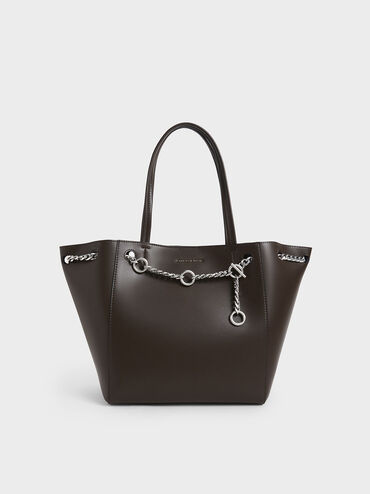 Minta Chain-Embellished Tote, Dark Moss, hi-res