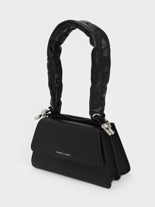 Cosette Ruched-Handle Trapeze Bag, Noir, hi-res
