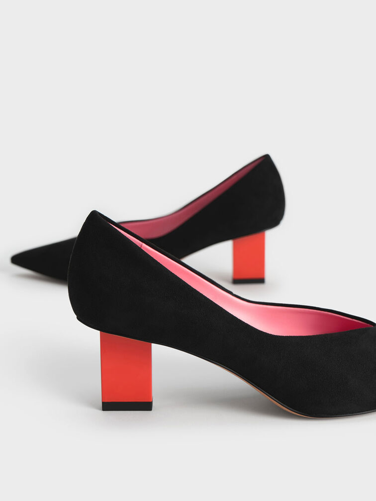 Textured Metallic Blade Heel Pumps, Black Textured, hi-res