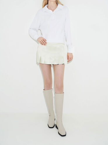 Sasky Knee High Flat Boots, Chalk, hi-res
