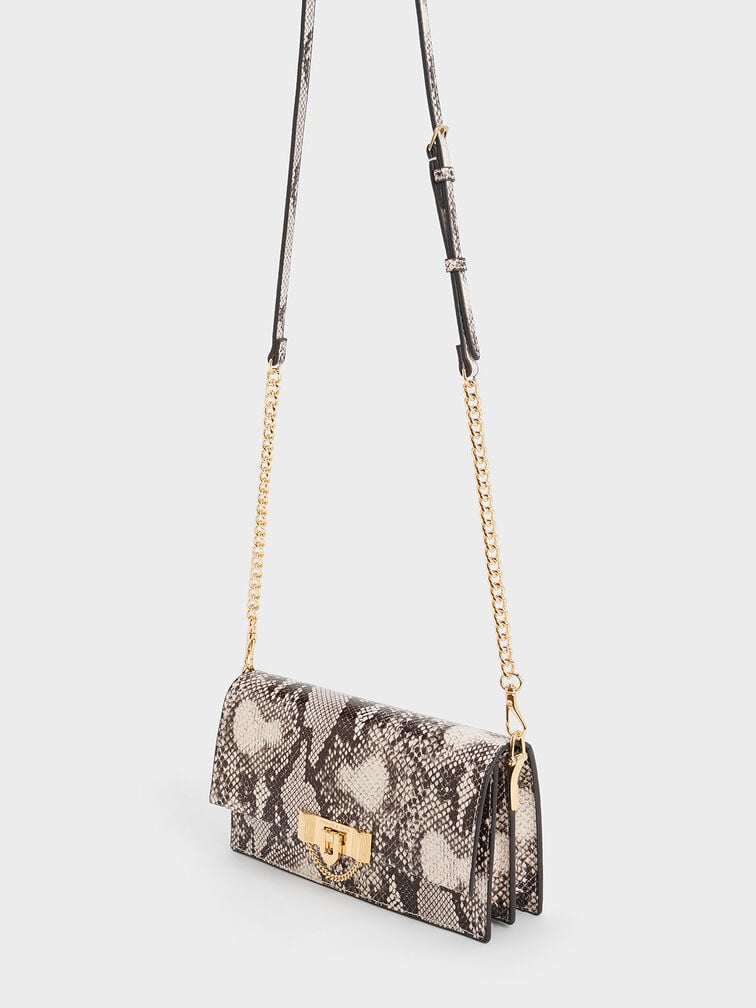 Tallulah Snake-Print Push-Lock Wallet, Ivory, hi-res