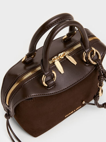 Haylen Braided-Charm Bowling Bag, Espresso Brown, hi-res