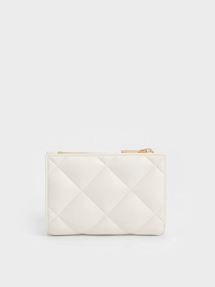 Gemma Quilted Cardholder, White, hi-res