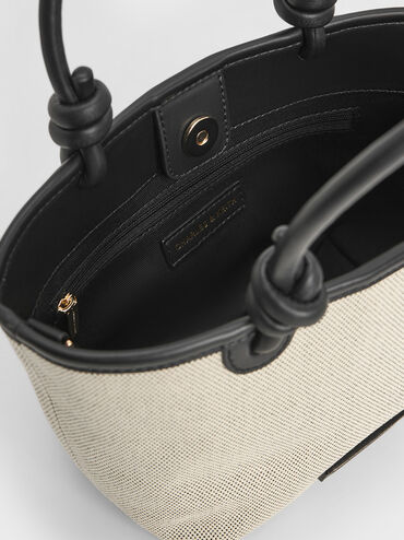 Sabine Canvas Knotted-Handle Tote Bag, Black, hi-res