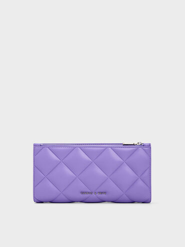 Danika Quilted Long Wallet, Purple, hi-res