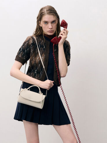 Hazel Bow Wallet On Chain, Cream, hi-res