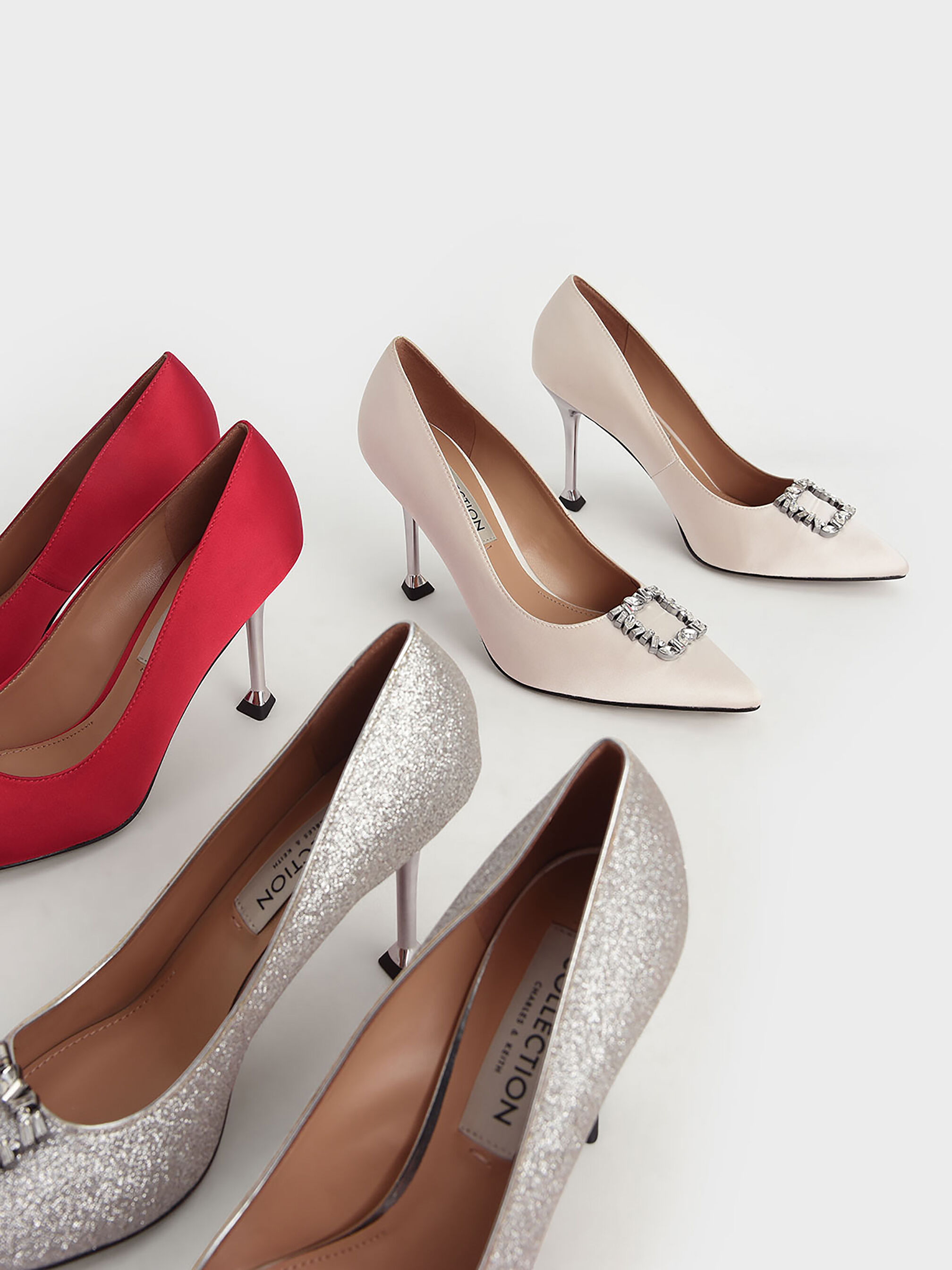 Silver sparkly chunky best sale heels
