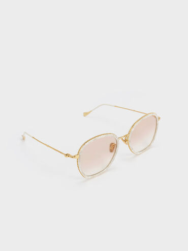 Twisted Metallic Butterfly Sunglasses, Cream, hi-res