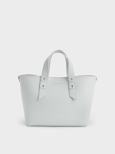 Double Handle Hobo Bag, Light Grey, hi-res