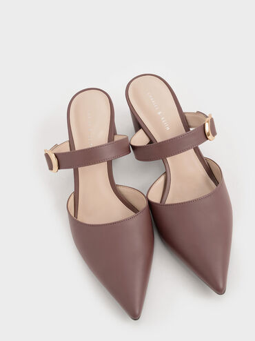 Metallic Accent Pointed-Toe Pumps, Mauve, hi-res