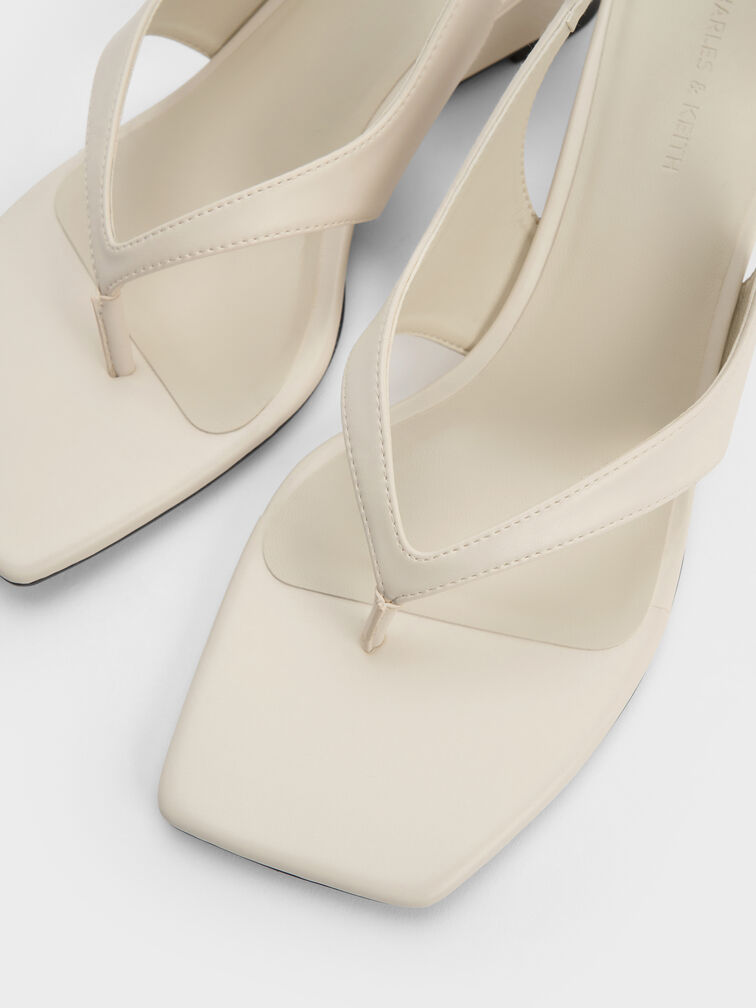 Slingback Thong Wedges, Chalk, hi-res