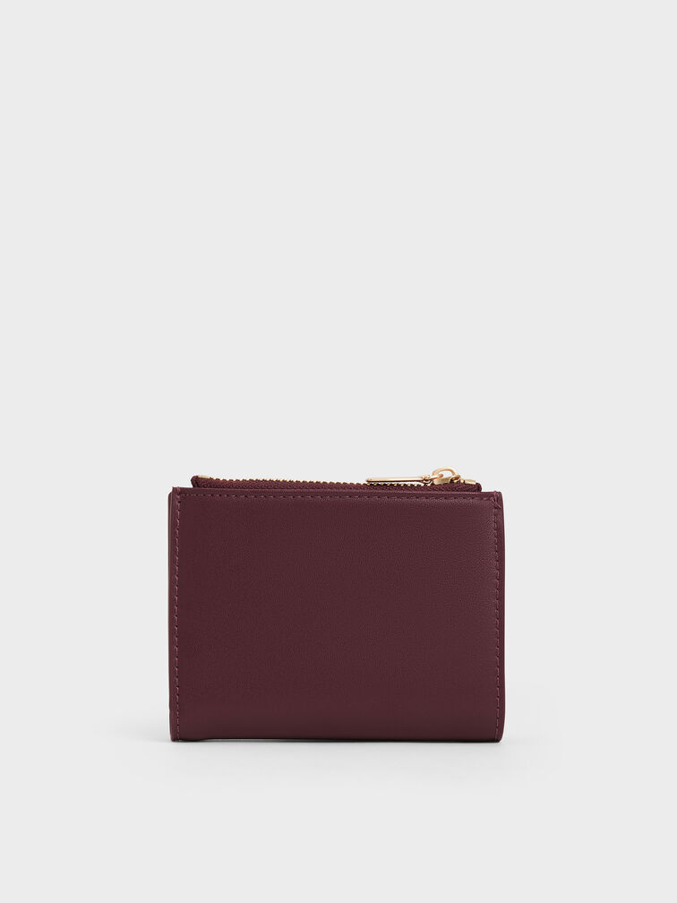 Midori Geometric Top-Zip Wallet, Wineberry Red, hi-res