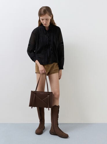 Midori Geometric Tote Bag, Espresso Brown, hi-res