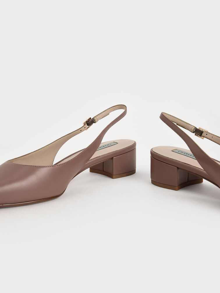 Pointed Toe Slingback Pumps, Mauve, hi-res