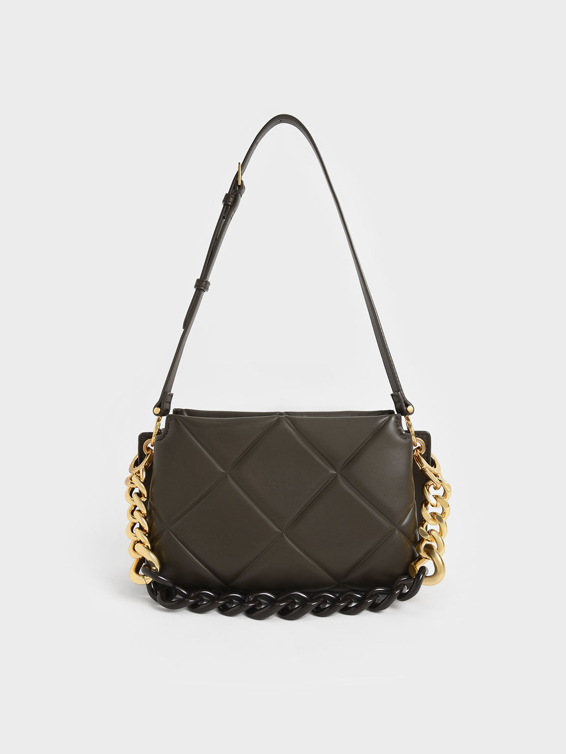 Dark Moss Danika Chunky Chain Padded Bag CHARLES KEITH IN