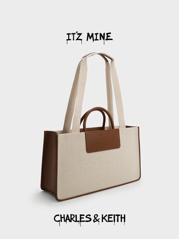 Astra Canvas Tote Bag, Chocolate, hi-res
