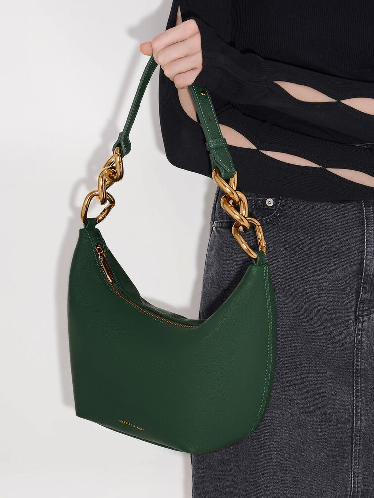 Cayce Hobo Bag, Dark Green, hi-res