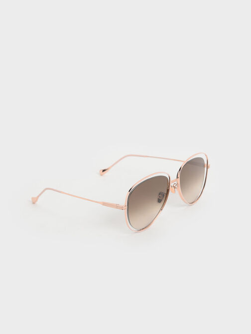 Cut-Out Aviator Sunglasses, Rose Gold, hi-res