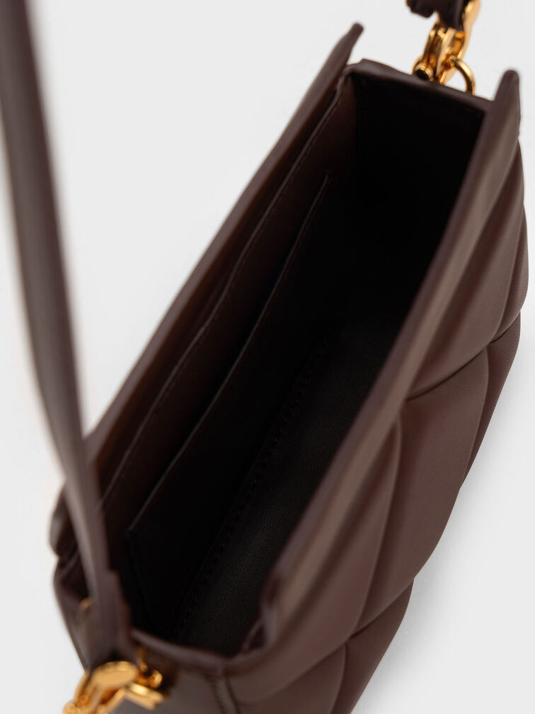 Mini Danika Chunky Chain Padded Bag, Dark Brown, hi-res