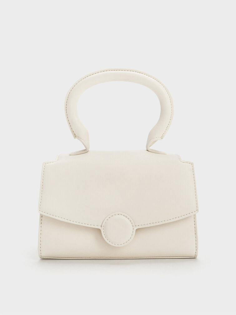 Clover Curved Handle Bag, Cream, hi-res