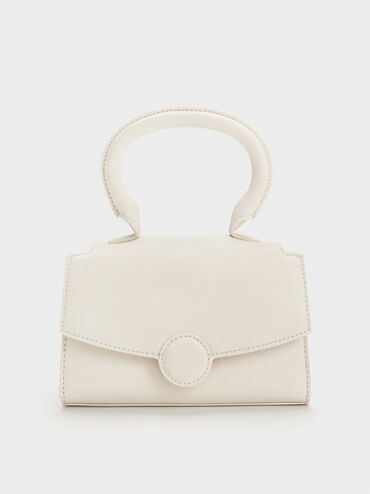 Clover Curved Handle Bag, Cream, hi-res