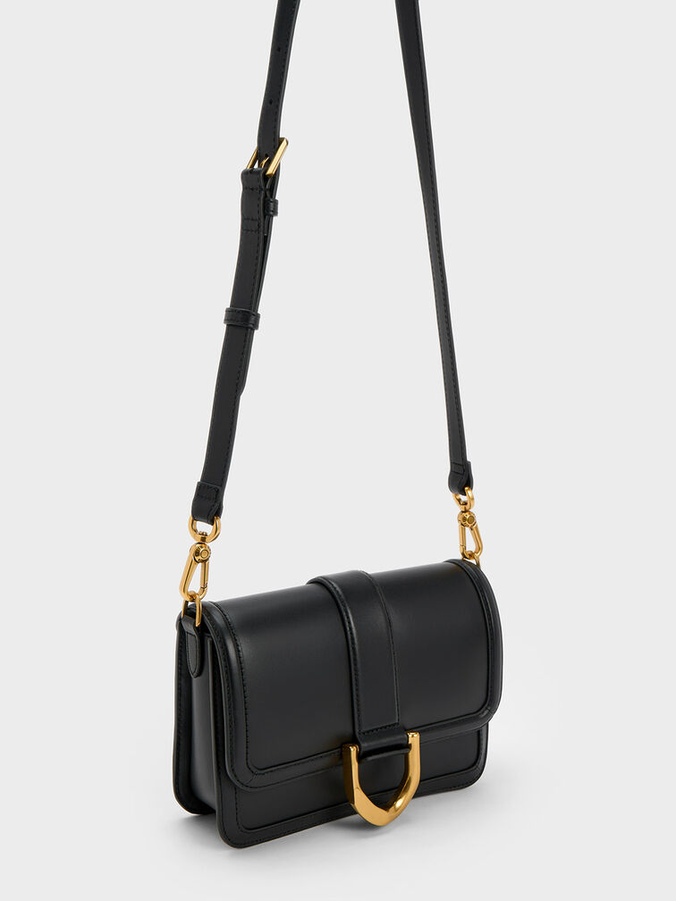 Gabine Leather Crossbody Bag, Black, hi-res