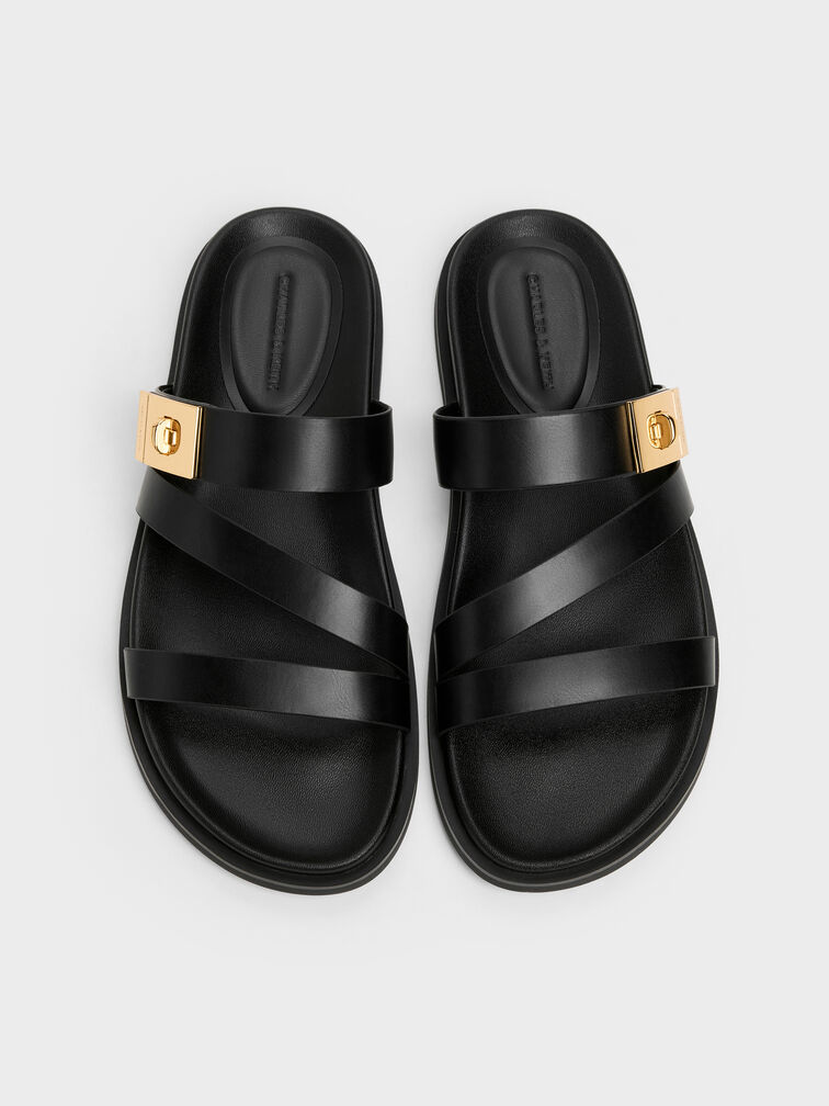 Aelin Strappy Sandals, Black, hi-res