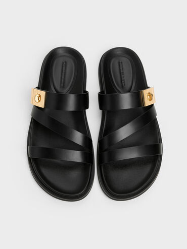 Aelin Strappy Sandals, Black, hi-res