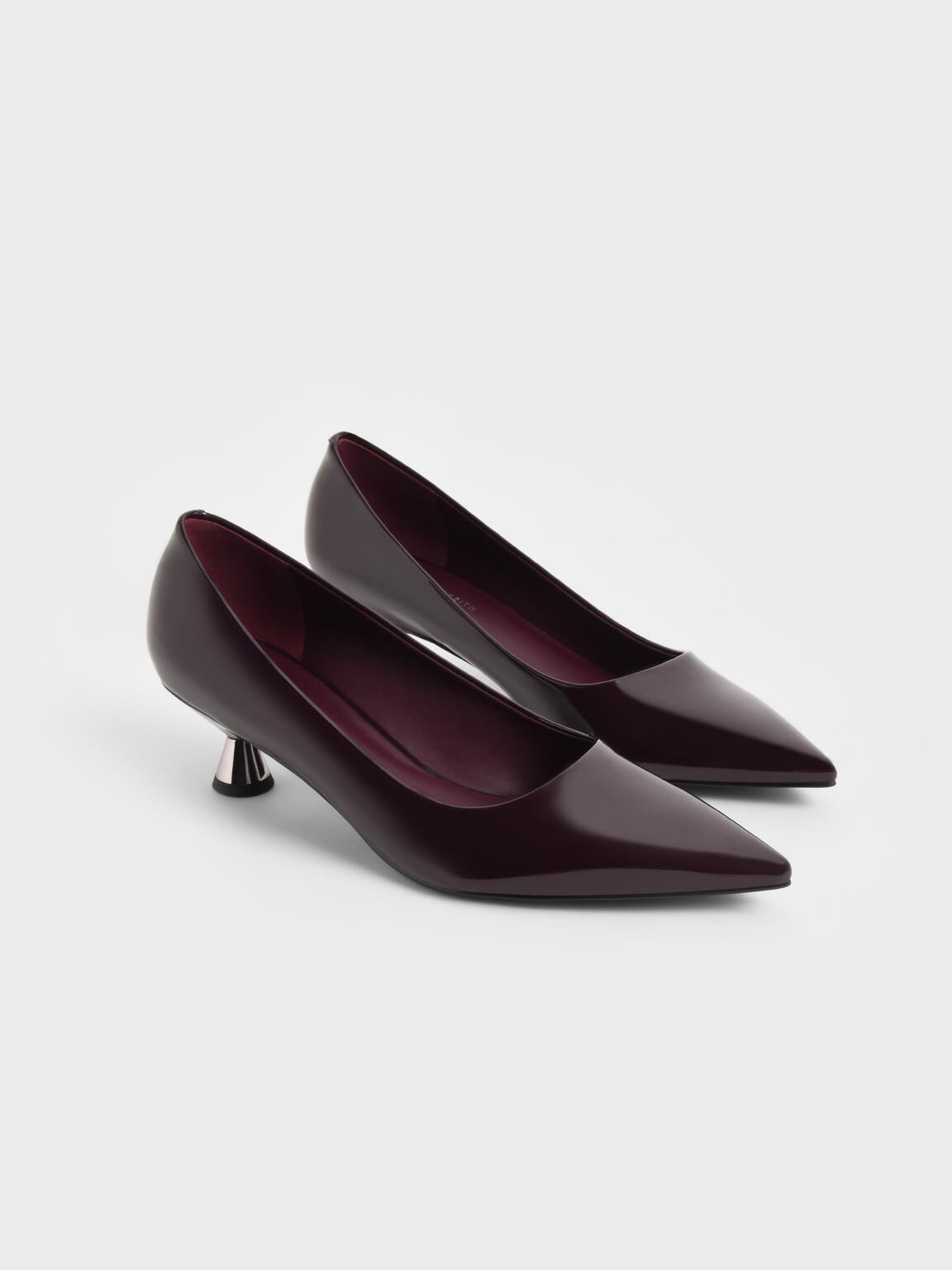 Patent Spool Heel Pumps Maroon