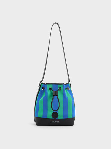 Striped Bucket Bag, Multi, hi-res