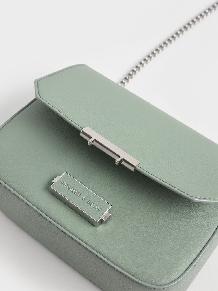 Chain Strap Shoulder Bag, Sage Green, hi-res