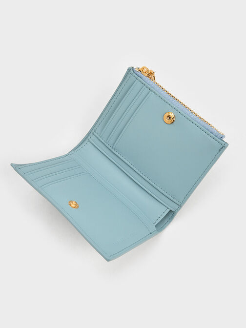 Apolline Textured Top-Zip Wallet, Slate Blue, hi-res