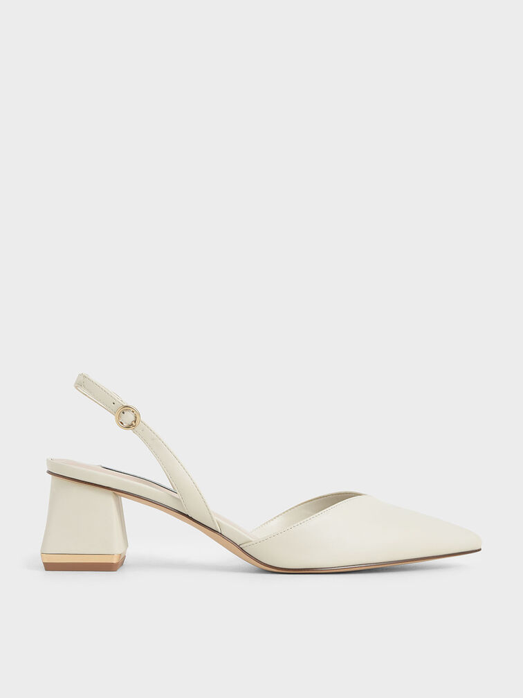 Katarina Trapeze Heel Slingback Pumps, Chalk, hi-res