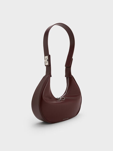 Crescent Hobo Bag, Burgundy, hi-res