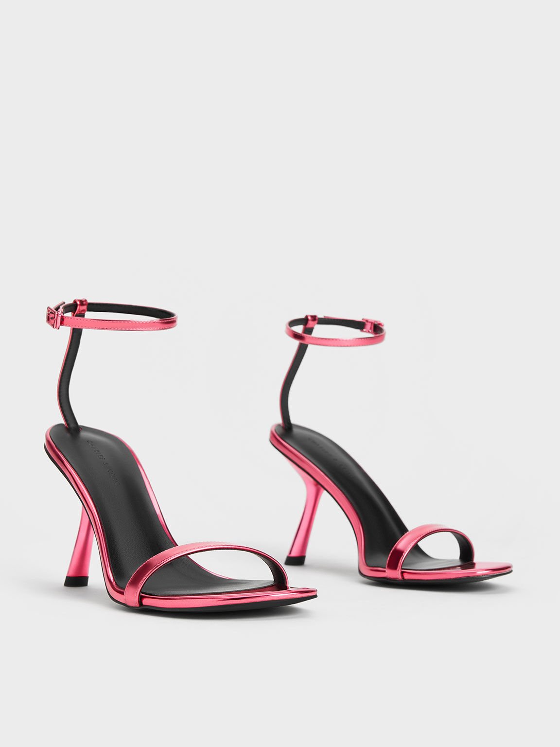 Fuchsia Metallic Slant Heel Ankle Strap Sandals CHARLES KEITH IN