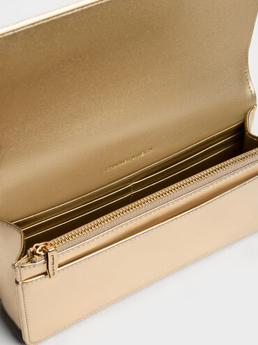 Paffuto Sequinned Wallet On Chain, Gold, hi-res