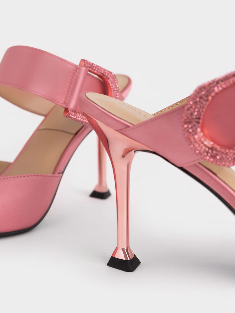 Gabine Recycled Polyester Mules, Coral Pink, hi-res