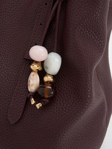 Baral Bead-Charm Tote Bag, Wineberry Red, hi-res