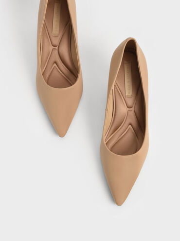 Cylindrical Kitten Heel Pumps, Sand, hi-res