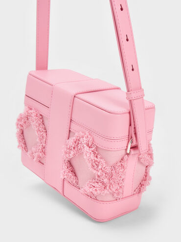 Bronte Frayed Denim Boxy Crossbody Bag, Pink, hi-res