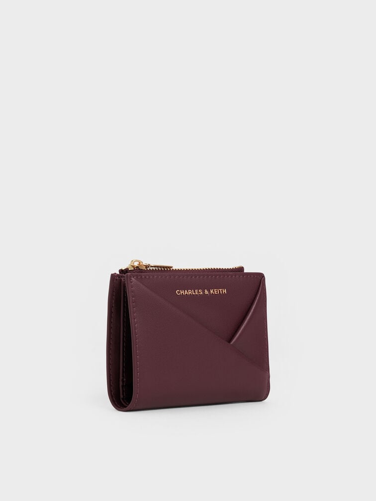 Midori Geometric Top-Zip Wallet, Wineberry Red, hi-res